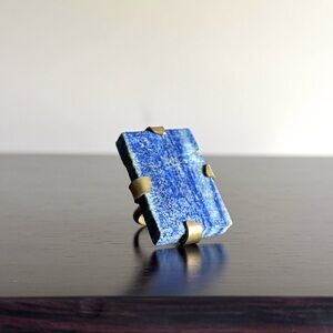Free People Large Raw Stone Ring - Lapis Blue - Size 5